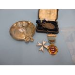 Silver Masonic medal, two other medals,