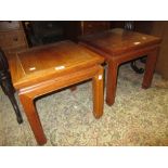 Pair of 20th Century Chinese square hardwood lamp tables