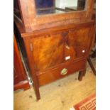 George III mahogany and boxwood line inlaid night table with two doors above a single drawer
