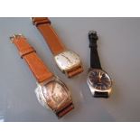 Two vintage 10ct gold filled case wristwatches together with a ladies Omega stainless steel