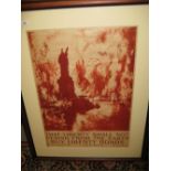 Original World War I chromolithograph poster by Joseph Pennell,