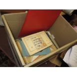 Box containing a quantity of various albums of cigarette cards and other ephemera