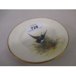 Royal Worcester miniature plate painted with a swallow, signed W.