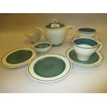 Susie Cooper teaset for two in French green Spirals pattern