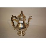 20th Century London silver baluster form coffee pot in Georgian style