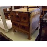 Small Indian metal mounted chest of drawers