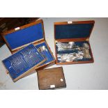 Mahogany box containing a quantity of Fiddle,