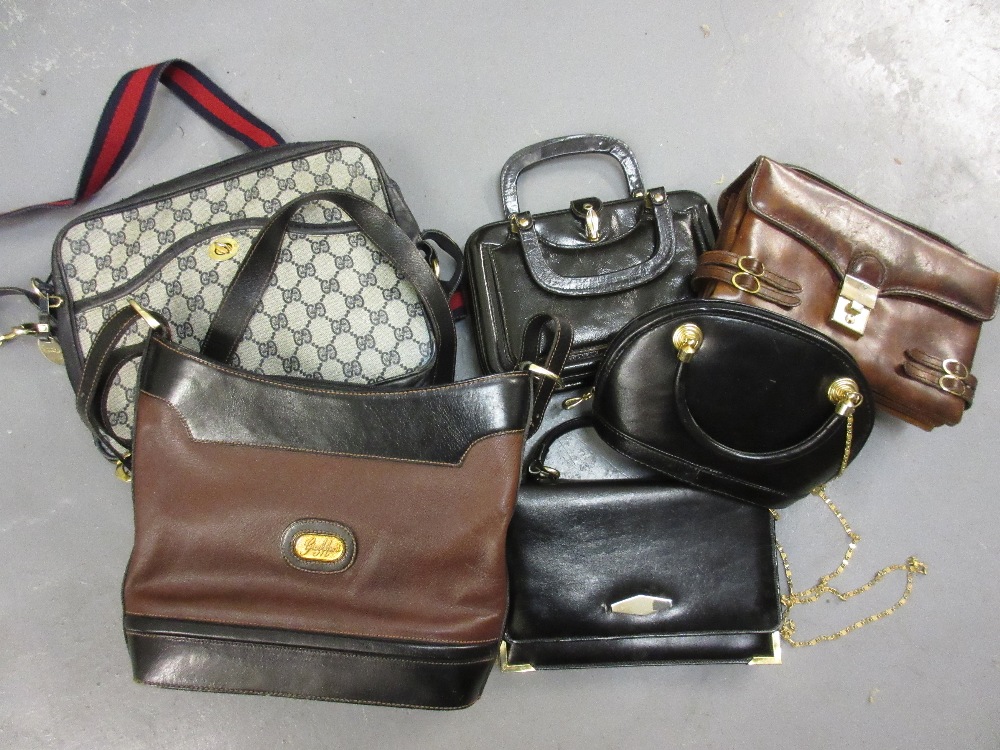 Box containing a quantity of various ladies leather handbags, including: Italian, Giovanni,