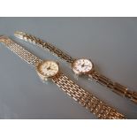 Two ladies 9ct gold cased Rotary wristwatches with gold straps