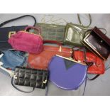 Ten late 20th Century ladies leather and imitation leather handbags of various colours and designs