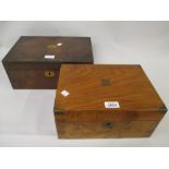 Victorian walnut and brass mounted rectangular fold-over writing box,
