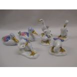 Group of seven Vista Allegre Portuguese porcelain figures of ducks