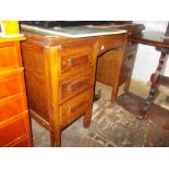 Early 20th Century oak twin pedestal desk on square tapering supports