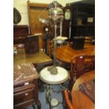 19th Century gilt brass and onyx oil lamp standard / occasional table,