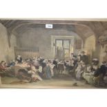 Large coloured engraving, ' The School Room ',