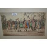 Harold Hope Read watercolour, figures walking and conversing in a parkland scene, 8.