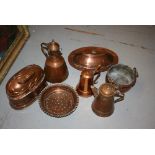 Seven various items of copper ware