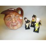 Large Royal Doulton character jug ' John Barleycorn ' together with three Royal Doulton Dickens