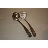 Pair of George III Edinburgh silver Old English pattern sauce ladles