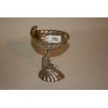 German sterling silver shell form pedestal dish on sea serpent support,