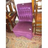 Victorian purple velvet upholstered nursing chair