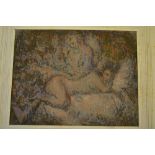 Harold Hope Read, pastel drawing, bedroom scene with a reclining nude, 7ins x 9ins,