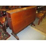 Victorian mahogany rectangular drop-leaf Sutherland table on twin turned end supports