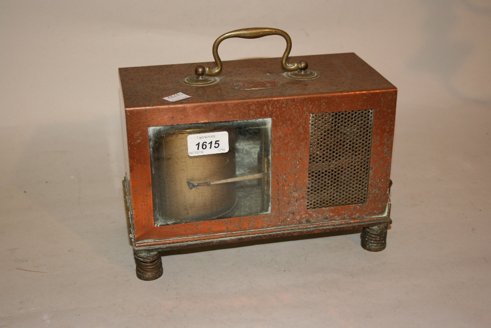 Copper cased barograph with brass swan neck handle