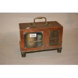 Copper cased barograph with brass swan neck handle