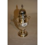 Early 20th Century London silver sugar caster embossed with bows and swags