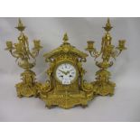 19th Century ormolu three piece clock garniture,