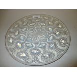 R. Lalique circular iridiscent glass dish in Plumes de Payon pattern, 10.