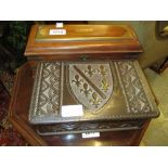 20th Century oriental hardwood and brass mounted casket,