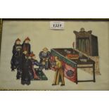 Group of three 19th Century Chinese watercolours on rice paper,