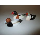 Group of three larger Beswick Peter Scott figures of ducks ' King Eider ' (beak restored),