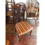 Set of four Edwardian inlaid beechwood dining chairs