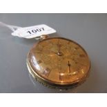 18ct Gold cased open face pocket watch, the gilt dial with Roman numerals and subsidiary seconds,