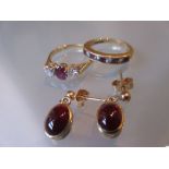 18ct Yellow gold ruby and diamond set ring,