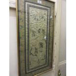 Framed Chinese silkwork sleeve panel