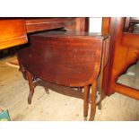 Edwardian mahogany and line inlaid Sutherland table on pierced end supports with splay feet