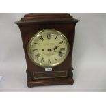 George III mahogany bracket clock, having circular painted dial with Roman numerals and inscribed W.