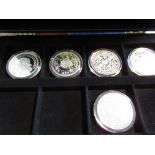 Incomplete set of silver proof historic coins of Great Britain in fitted box,