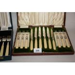 Victorian cased plated fruit set together with a cased set of six Garrard & Company plated fish