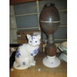 Early 20th Century French glass and a soda siphon on opaque glass stand (a/f)