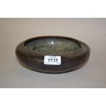 Late 19th / early 20th Century cloisonne shallow bowl having a midnight blue ground and lighter