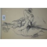 Frank Dobson, pencil and charcoal sketch, female nude, signed, 18ins x 13ins,
