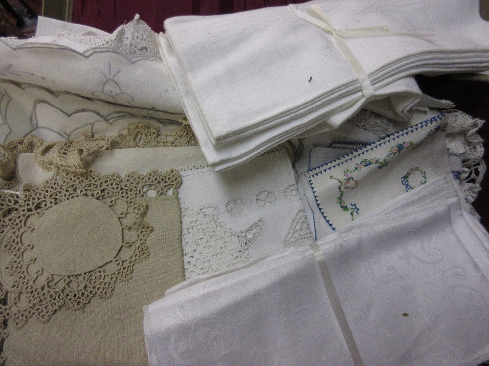 Grey suitcase containing a quantity of various linen and lace together with another grey suitcase - Image 2 of 2