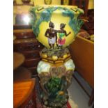 Large 19th Century French Majolica jardiniere on stand,