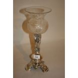 Plated epergne with a glass insert (glass a/f)