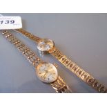 Two ladies 9ct gold wristwatches with gold bracelet straps by Rotary and Everite